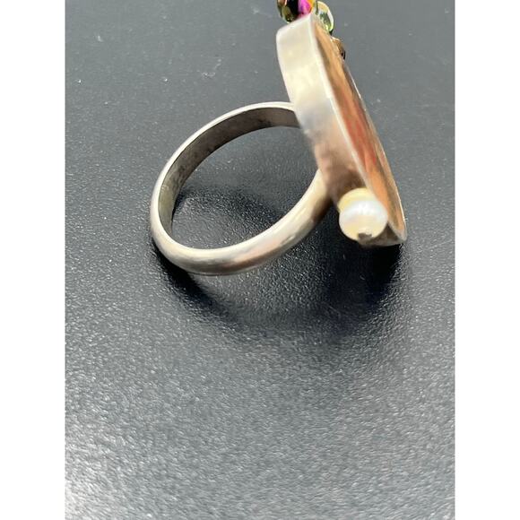 Vintage Mexican 925 Sterling Silver Pressed Flower Ring Signed AMIKO #1341 - Picture 10 of 16